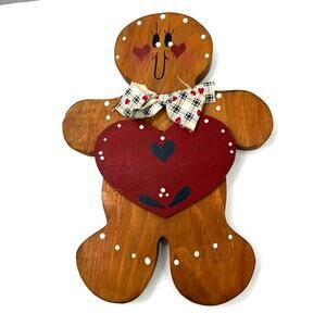 hand-painted wooden gingerbread man decoration Hanging Wall Decor Heart Folk